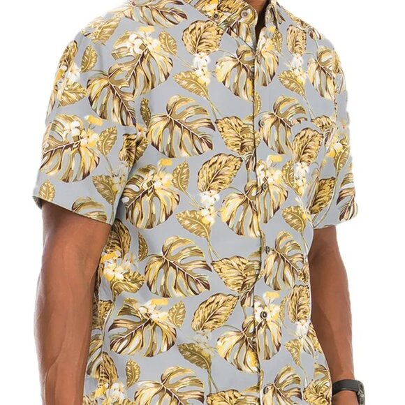 ✨NWT WEIV Men's Full Size Hawaiian Print Button Down Shirt Plus Size - Picture 1 of 3